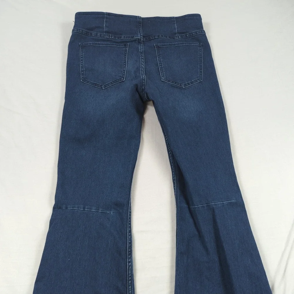 Free People Jeans‎ Womens 29 Blue Flare Stretch Dark Wash Hippie Boho
